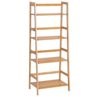 HOMCOM Bamboo Ladder Shelf, 4-Tier Bookshelf, Freestanding Bookcase for Living Room, Study, Bedroom, Home Office, 48 x 31.5 x 120cm, Natural Wood Effect