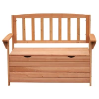 Outsunny Banco de Jardim em Madeira de Pinho com Baú de Armazenamento 112x58x84 cm(m-7)