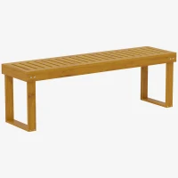 Outsunny Banco de Jardim Banco em Madeira de Pinho 2 Lugares Banquinho de Jardim Assento em Ripas 132x34x43 cm Madeira Natural(m-7)