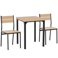 HOMCOM Conjunto Mesa e Cadeiras para 2 Pessoas Mesa de Cozinha Mesa de Jantar 3 Peças com 2 Cadeiras Encaixáveis Carvalho Claro(m-6)