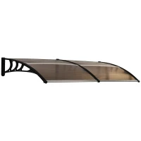 Outsunny Toldo Marquise de Porta estilo Abobadado Arredondado 195x75x23 cm Policarbonato Plástico Marrom(m-7)
