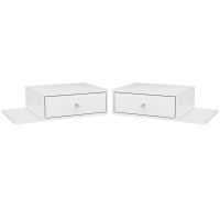 HOMCOM Conjunto de 2 Mesas de Cabeceira de Parede Conjunto de 2 Mesas de Cabeceira Prateleira Lateral e Gaveta 55x30x15 cm MDF Branco