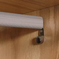 HOMCOM Armário de Closet Armário de Arrumação com Barra Cortinas 3 Gavetas de Tecido Removíveis 105x48x160 cm Natural(m-5)
