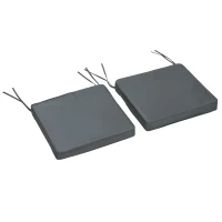 Outsunny Conjunto de 2 Almofadas de Cadeira de Jardim Externa Assento Removíveis Enchimento 5 cm Poliéster 45x45 cm Cinza Escuro(m-6)