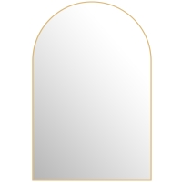 HOMCOM Espelho Mural Arqueado para Casa de Banho com Moldura em Liga de Alumínio para Quarto Sala Entrada 60×90 cm Ouro