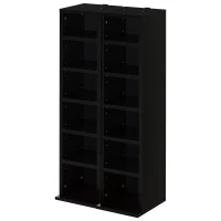 HOMCOM Conjunto de 2 Estantes Colunas Armário de Armazenamento CD DVD 12 Compartimentos 21x22,5x88,5 cm Capacidade 204 CD Preto(m-6)