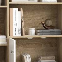 HOMCOM Estante de Estilo Escandinavo Móvel de Arrumação 80x23,5x123 cm 5 Nichos Armário com 2 Portas Pés Inclinados(m-4)