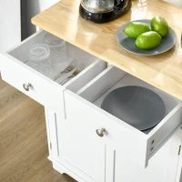 HOMCOM Móvel de Armazenamento Sala Armários de Portas 2 Gavetas e Prateleira Ajustável Armário Branco e Madeira Natural(m-4)