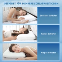 HOMCOM Memory Schaum Kissen Kopfkissen, Nackenstützkissen mit abnehmbarem Bezug Ergonomische 60 x 40 cm, Cremeweiß(m-6)