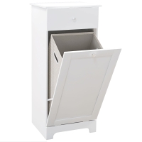 HOMCOM Móvel de Banheiro com Cesto de Roupa Móvel de Armazenamento com Gaveta 40x40x90,5 cm Branco