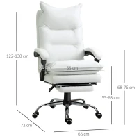 Vinsetto Cadeira de Escritório Cadeira de Escritório Ergonômica com Encosto Reclinável Altura Ajustável 66x72x130 cm Branco(m-3)