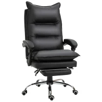 Vinsetto Poltrona de Escritório Cadeira de Escritório Ergonômica Encosto Ajustável Braços e Apoio para Os Pés Carga 135 Kg Preto(m-6)