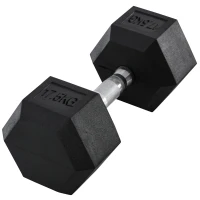 HOMCOM 17.5KG Single Rubber Hex Dumbbell Portable Hand Weights Dumbbell Home Gym(m-1)