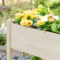 Outsunny Floreira Alta Potager com Rodas Prateleira Prateleira Rebatível Inserções de Irrigação Feltro de Drenagem(m-5)