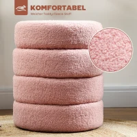 HOMCOM Hocker, rund, Teddyfleece, bis 120kg, Φ40x45H cm, Rosa(m-4)