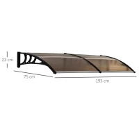Outsunny Toldo Marquise de Porta estilo Abobadado Arredondado 195x75x23 cm Policarbonato Plástico Marrom(m-3)