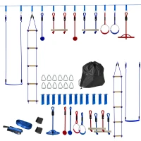 Aiyaplay Parque de Obstáculos Ninja para Crianças 10 Acessórios 10 m Funda e Saco de Transporte Azul(m-7)