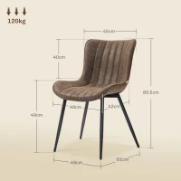 HOMCOM Conjunto de 2 Cadeiras de Sala de Jantar estilo Moderno e Estofado para Sala de Estar Sala de Jantar Quarto Marrom(m-3)