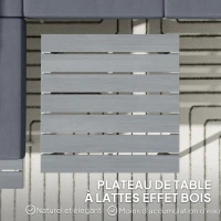 Outsunny Conjunto de Jardim 3 Peças Sofá de Canto Modular com Assento Ajustável Almofadas Confortáveis Mesa de Efeito Madeira Cinza(m-4)