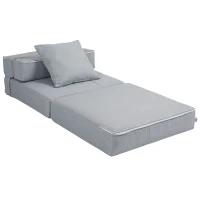 HOMCOM Poltrona Cama Conversível Sofá 1 Lugar com 1 Almofada Removível Tecido Cinza Claro(m-7)