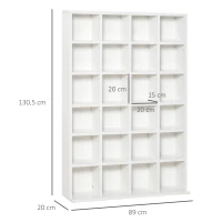 HOMCOM Móvel de Armazenamento de Mídia 480 CDs/312 DVDs Biblioteca de Madeira com Prateleiras Ajustáveis 89x130,5 cm Branco(m-3)