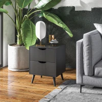 HOMCOM Mesa de Cabeceira Mesa de Noite com 2 Gavetas Estilo Escandinavo para Quarto Sala 40x35x50,5 cm Preto(m-5)