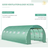 Outsunny 6 x 3 x 2m Greenhouse Replacement Cover ONLY Winter Garden Plant PE Cover for Tunnel Walk-in Greenhouse with Roll-up Windows Door Outdoor, Green(m-6)