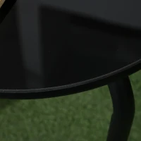 Outsunny Conjunto de Mobiliário de Jardim de 3 Peças para 2 Pessoas com 2 Cadeiras e 1 Mesa de Centro Redonda Metal Preto e Bege(m-5)