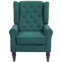 HOMCOM Poltrona de Sala Capitonê com Assento Amplo Pernas de Madeira Estilo Clássico Grande Conforto 74x86x102 cm Verde(m-7)