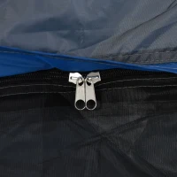 Outsunny Tenda de Acampamento Familiar para 4 Impermeável Ventilada Pop-Up Janelas 2,4x2,4x1,99 m Fibra de Vidro Poliéster Cinza Azul(m-5)