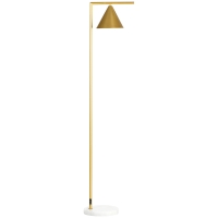 HOMCOM Candeeiro de Pé para Sala em Aço com Abajur Cónico Orientável Base de Mármore 40W 35x26x153 cm Dourado