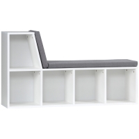HOMCOM Biblioteca Banco 2 em 1 com 5 Compartimentos de Armazenamento e 2 Almofadas 108x30x60 cm Branco Cinza