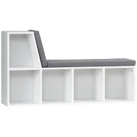 HOMCOM Biblioteca Banco 2 em 1 com 5 Compartimentos de Armazenamento e 2 Almofadas 108x30x60 cm Branco Cinza(m-1)