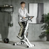 Sportnow Stepper com Guidão 12 Níveis de Resistência Ajustáveis Tela LCD 2 Rodas e Pedais Antiderrapantes Branco e Preto(m-2)