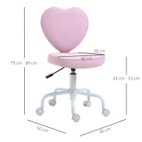 HOMCOM Cadeira de Escritório com Encosto em Forma de CoraçãoAjustável em Altura em Tecido de Linho 40x50x79-89 cm Rosa(m-3)