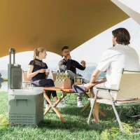 Outsunny Geleira Elétrica Portátil 40 L Réfrigerateur de Carro Portátil Modos Eco/Max alça Telescópica 61x39x49,5 cm Cinza(m-2)