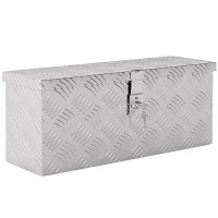 HOMCOM Caixa de Armazenamento Caixa de Ferramentas em Alumínio com Fechadura de Chave 50x15,5x20,5 cm Prateado(m-1)