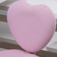 HOMCOM Cadeira de Escritório com Encosto em Forma de CoraçãoAjustável em Altura em Tecido de Linho 40x50x79-89 cm Rosa(m-4)