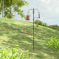 Pawhut Mangeoire À Pássaros Estação de Alimentação decorativa para Pássaros Selvagens com 4 Ganchos 54,5x54,5x208 cm Preto(m-2)