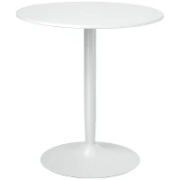 HOMCOM Mesa de Jantar para 2 Pessoas Tampo Redondo Base de Aço Branco 70x70x75 cm(m-6)