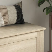 HOMCOM Baú de Armazenamento Baú de Brinquedos com Dobradiça de Segurança para Sala em Madeira 80x40x45 cm Madeira Natural(m-5)