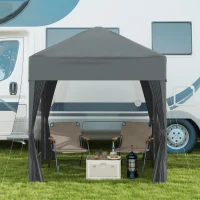 Outsunny Tenda de Jardim Exterior Tenda Dobrável Pop-Up Ajustável em Altura Proteção UV 2x2 m Cinza(m-4)