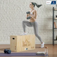 HOMCOM Caixa de Salto Pliométrico 3 em 1 Colaboração Andebol FF Caixa de Salto para Musculação Fitness e CrossFit em Madeira(m-2)