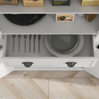 HOMCOM Armário de Cozinha Buffet Cozinha Multi Espaços Prateleiras Ajustáveis 4 Portas e Grande Gaveta 76x40x183 cm Branco(m-4)
