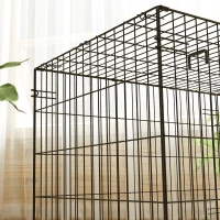 Pawhut Gaiola para Cães Gaiola de Transporte para Cães Dobrável com 2 Portas Bandeja Removível Almofada Lavável 76x53x60 cm Preto(m-4)