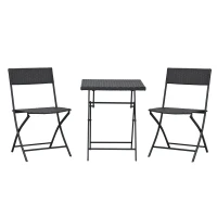 Outsunny Ensemble Meubles de Jardin Design Table carré et chaises Pliables résine tressée Imitation rotin Marron(m-1)
