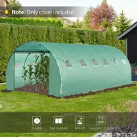 Outsunny 6 x 3 x 2m Greenhouse Replacement Cover ONLY Winter Garden Plant PE Cover for Tunnel Walk-in Greenhouse with Roll-up Windows Door Outdoor, Green(m-5)