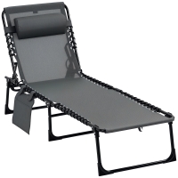Outsunny Chaise longue pliable bain de soleil transat de relaxation dossier inclinable 5 niveaux tétière amovible