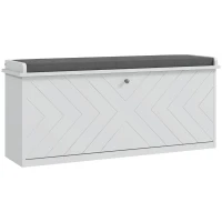 HOMCOM Banco de Sapatos com Gaveta Dobrável Almofada de Assento e Prateleira Ajustável 100x26x44,5 cm Branco(m-1)