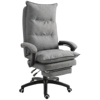 Vinsetto Cadeira de Escritório com Massagem Cadeira Ergonômica Altura Ajustável Encosto Reclinável Giratória a 360° Linho Cinza(m-1)